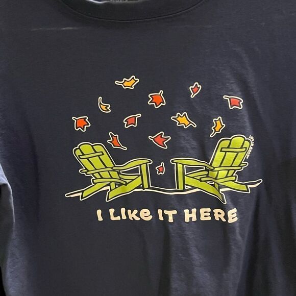 EUC Life is Good “ I Like It Here” Navy Long Sleeve Shirt Small #336 - Picture 2 of 6